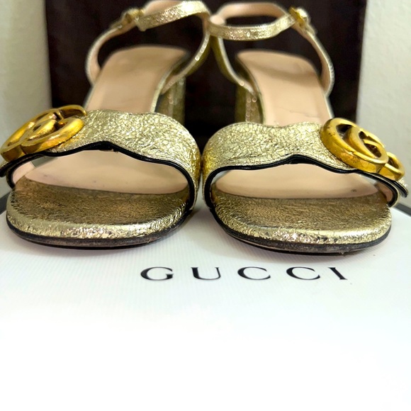 GUCCI Sexy Metallic Laminate Leather Mid Heel Sandal Double US Size 6, with Box. - Picture 10 of 16
